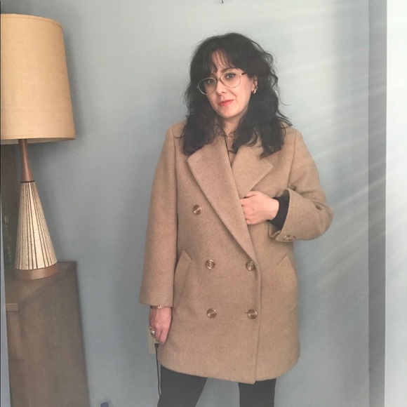 Vintage 100% wool Jones NY Camel Hair Pea Coat - Picture 5 of 12